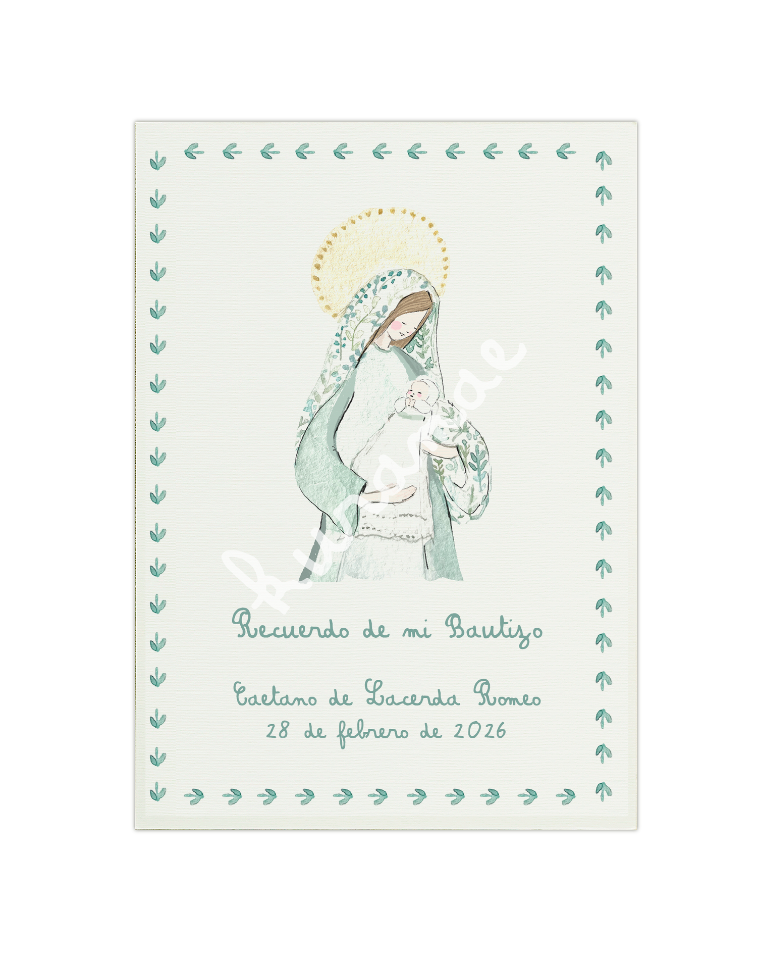 Recordatorio Bautizo Bebé Azul