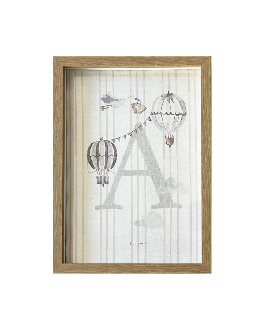 Inicial Globos Beige y Marco de Madera