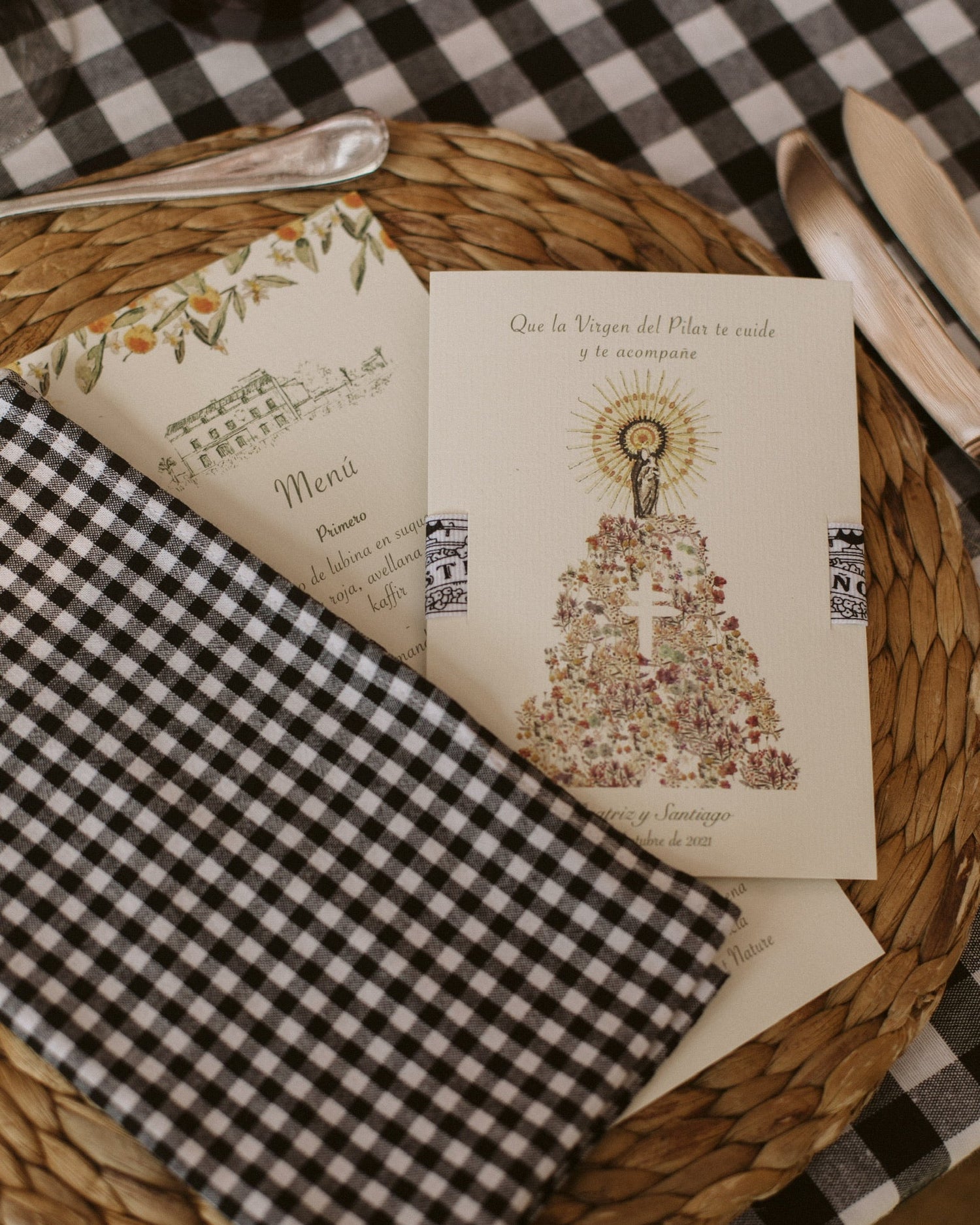 Estampa Virgen del Pilar Flores