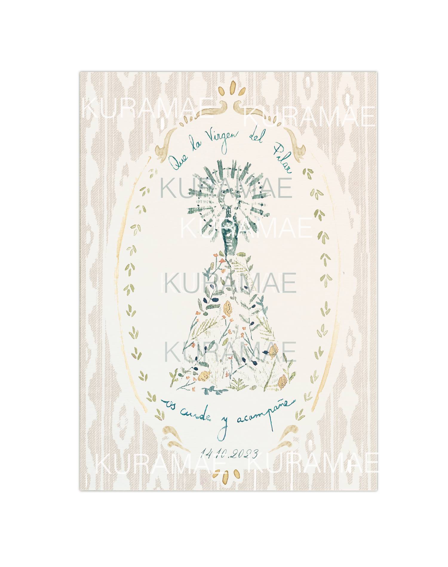 Estampa Virgen del Pilar Limones