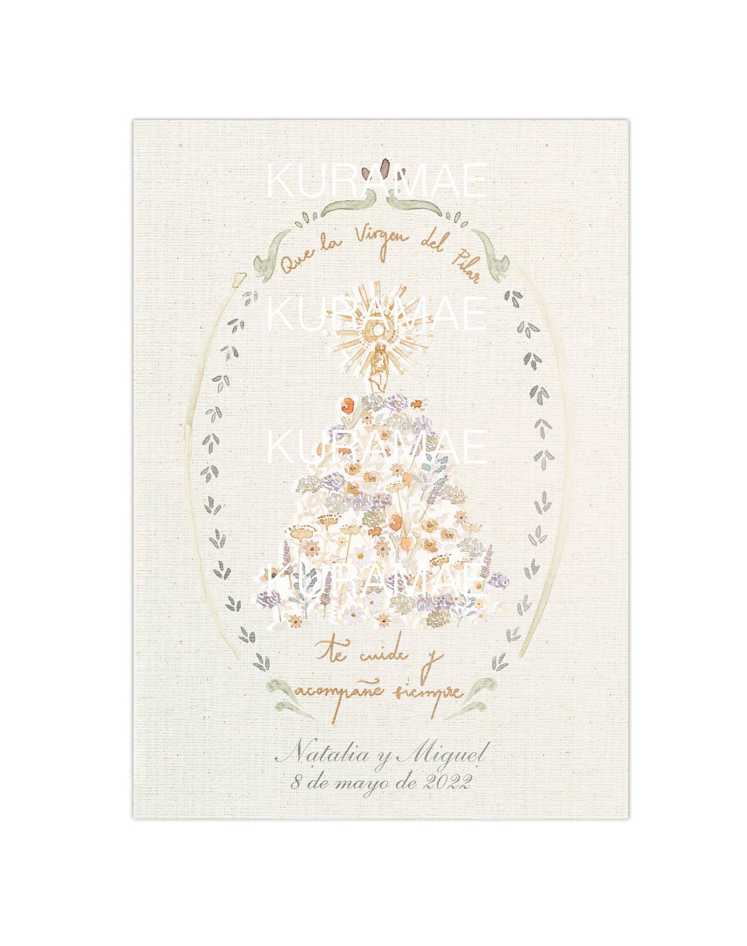 Estampa Virgen del Pilar Primavera Lino