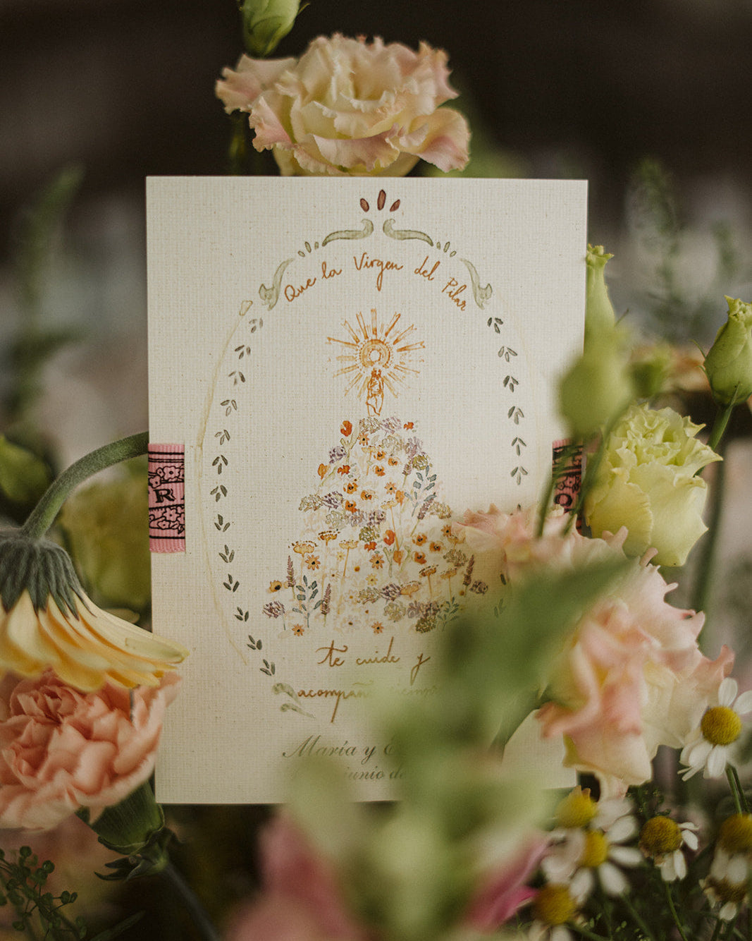 Estampa Virgen del Pilar Primavera Lino