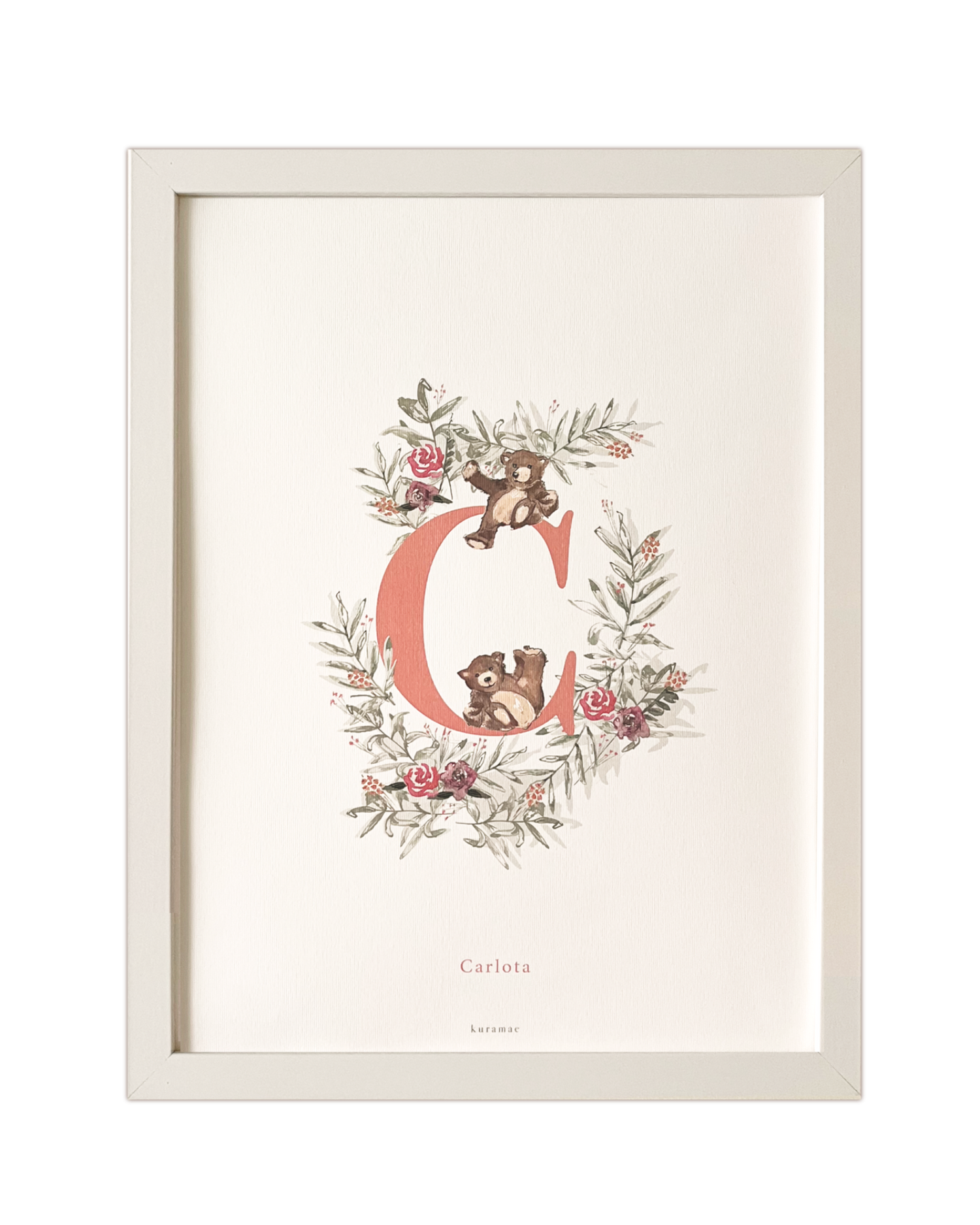 Inicial Osos Niña y Marco Blanco